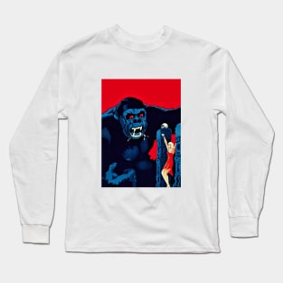 Danish movie poster for King Kong (1933), vintage illustration Long Sleeve T-Shirt